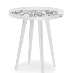 Table d'appoint magnétique ronde à rebord Bipolart Métal Blanc avec 3 Tops style Natural
