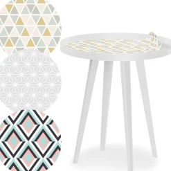 Table d'appoint magnétique ronde à rebord Bipolart Métal Blanc avec 3 Tops style Scandinave