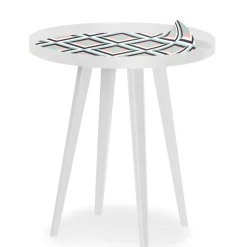 Table d'appoint magnétique ronde à rebord Bipolart Métal Blanc avec 3 Tops style Scandinave
