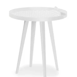 Table d'appoint magnétique ronde à rebord Bipolart Métal Blanc avec 3 Tops style Scandinave