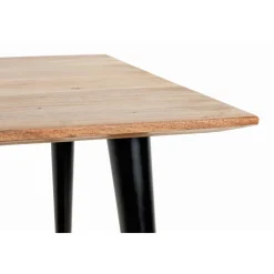 Table d'appoint plateau en bois massif d'acacia naturel tube d'acier laqué noir,