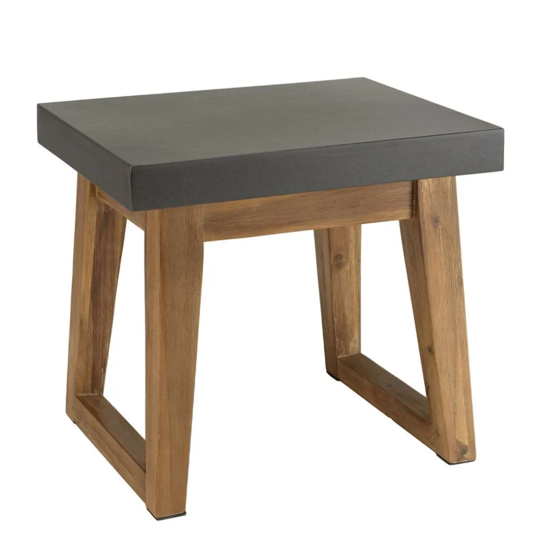 Table d'appoint rectangulaire effet béton foncé pieds trapèze HECTOR