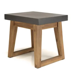 Table d'appoint rectangulaire effet béton foncé pieds trapèze HECTOR