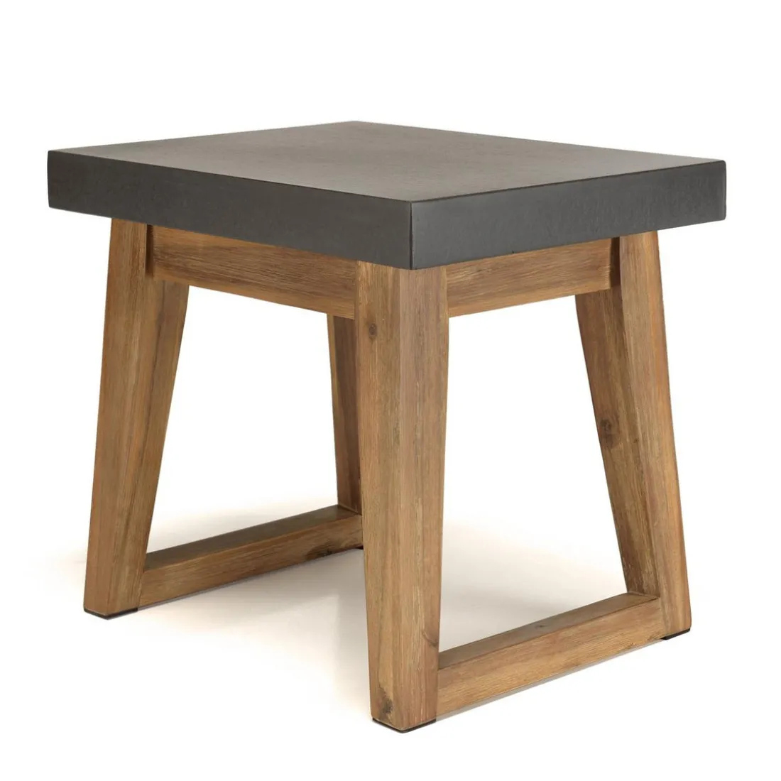 Table d'appoint rectangulaire effet béton foncé pieds trapèze HECTOR