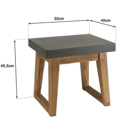 Table d'appoint rectangulaire effet béton foncé pieds trapèze HECTOR