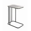 Table d'appointe en tube d'acier laqué noir, plateau en structure aluminium argenté