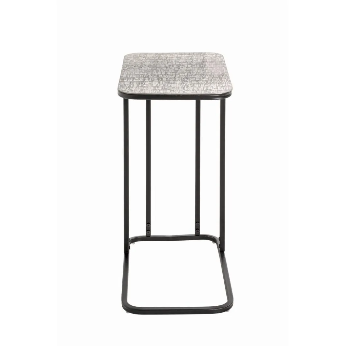 Table d'appointe en tube d'acier laqué noir, plateau en structure aluminium argenté