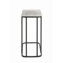 Table d'appointe en tube d'acier laqué noir, plateau en structure aluminium argenté