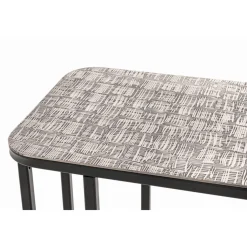 Table d'appointe en tube d'acier laqué noir, plateau en structure aluminium argenté