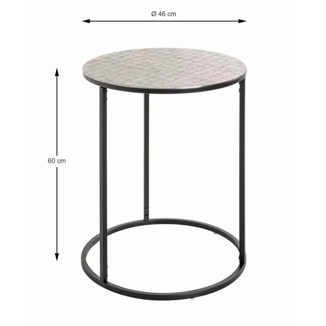 Table d'appointe en tube d'acier laqué noir, plateau en structure aluminium