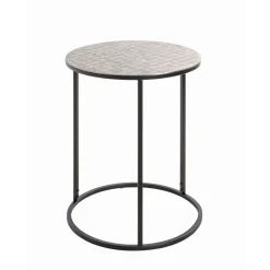 Table d'appointe en tube d'acier laqué noir, plateau en structure aluminium