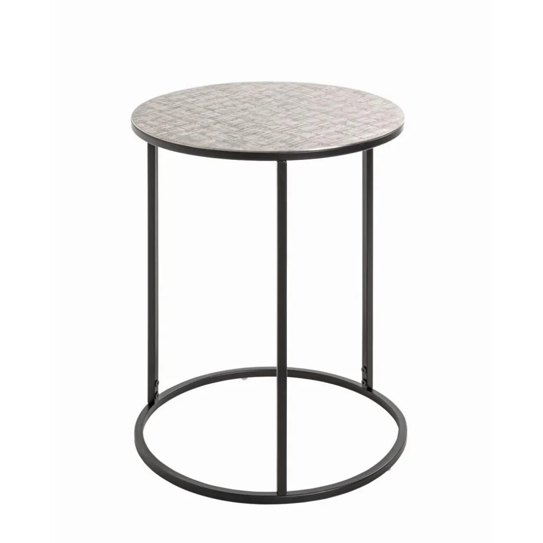 Table d'appointe en tube d'acier laqué noir, plateau en structure aluminium
