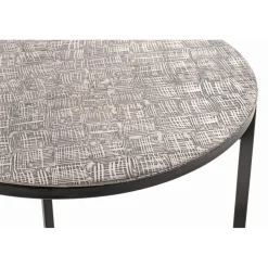 Table d'appointe en tube d'acier laqué noir, plateau en structure aluminium