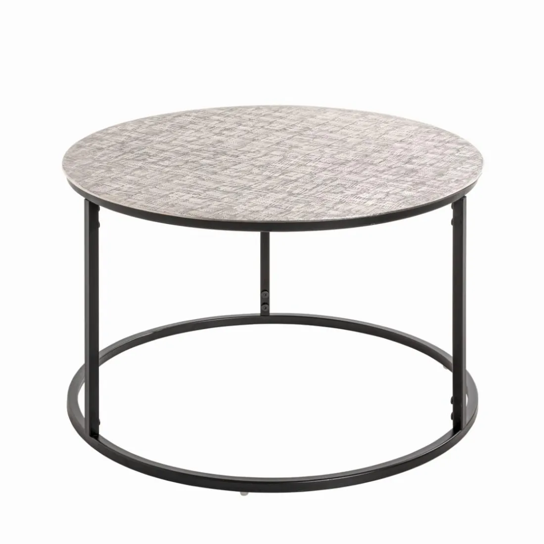 Table d'appointe plateau en structure aluminium argenté en tube d'acier laqué noir