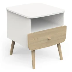 Table de chevet 1 niche et 1 tiroir blanche FIRMIANA