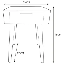 Table de Chevet 1 Tiroir En Bois Jaune Moutarde
