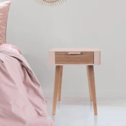 Table de Chevet 1 Tiroir En Bois Rose