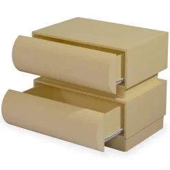 Table de chevet avec 2 tiroirs arrondis Mezade Beige