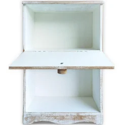 Table de chevet style oriental bois sculpté 1 porte Monbolyto Blanc patiné or