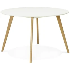 Table de cuisine ronde 'AMY' blanche style scandinave