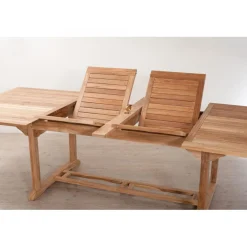 Table de jardin 10/12 pers - rectangulaire extensible 200/300 x 120 cm en bois Teck
