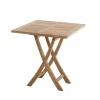 Table de jardin 2 personnes, carrée pliante 70 x 70 cm en bois Teck