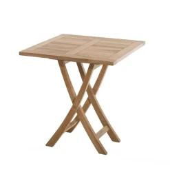 Table de jardin 2 personnes, carrée pliante 70 x 70 cm en bois Teck