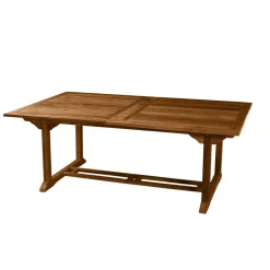 Table de jardin 10/12 personnes - rectangulaire double extension 200/300 x 120 cm en bois Teck huilé