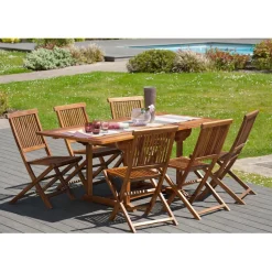 Table de jardin 4/6 personnes - rectangulaire extensible 120/180 x 90 cm en bois Teck huilé