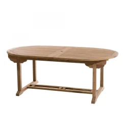 Table de jardin 10/12 personnes - ovale double extension 200/300*120 cm en bois Teck