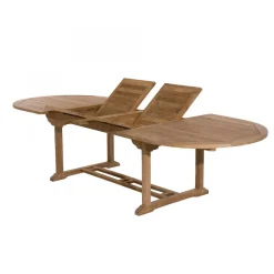 Table de jardin 10/12 personnes - ovale double extension 200/300*120 cm en bois Teck