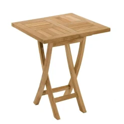 Table de jardin 2 personnes, carrée pliante 60 x 60 cm en bois Teck