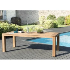 Table de jardin 6/8 personnes - DENVER 220 x 100 cm en bois Teck