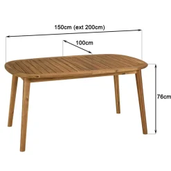 Table de jardin en acacia huilé extensible