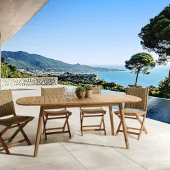 Table de jardin en acacia huilé extensible