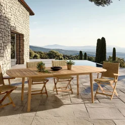 Table de jardin extensible en acacia huilé