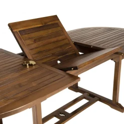 Table de jardin HANNA 8/10 personnes - Table ovale extensible 180/240 x 100 cm en bois teck huilé