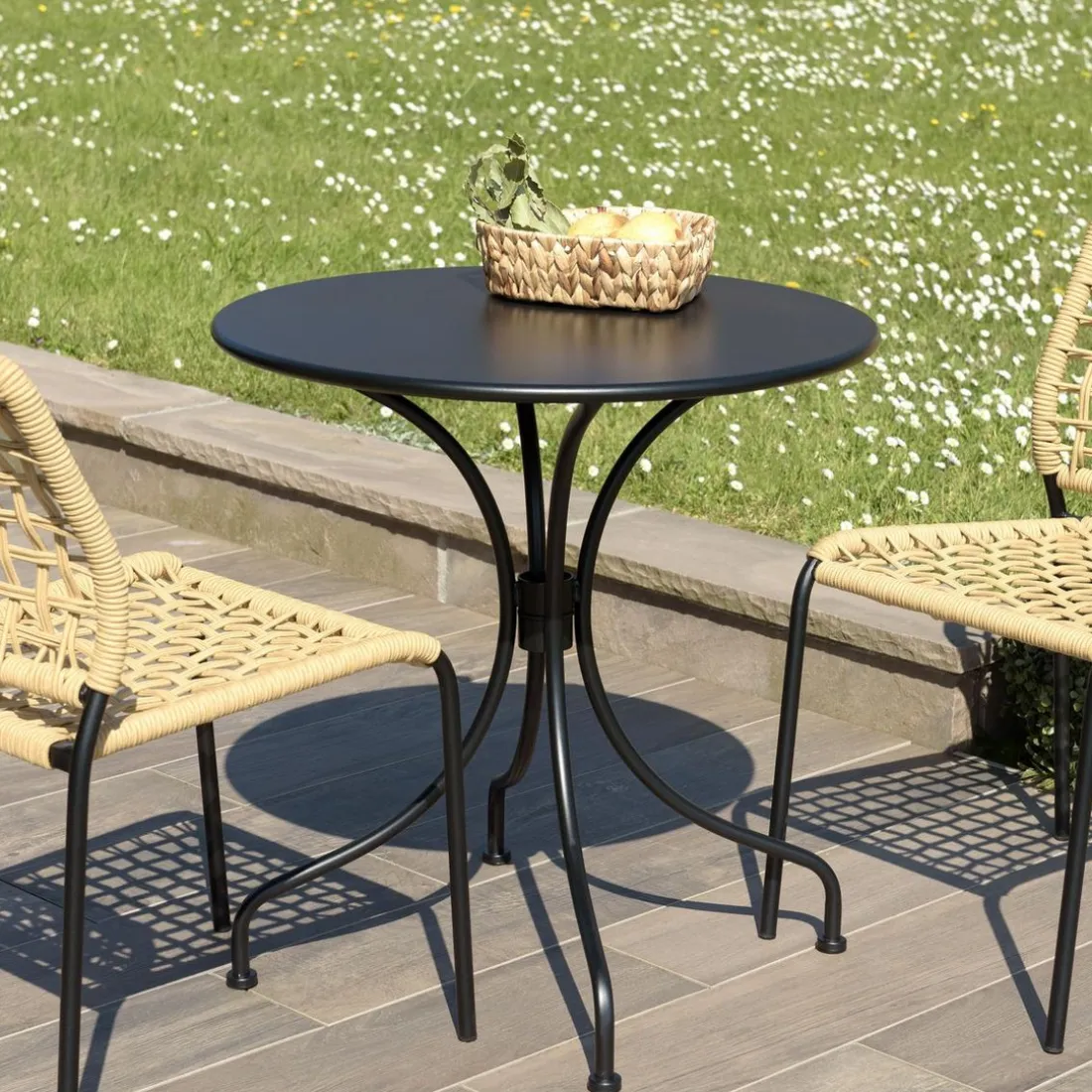 Table de jardin ronde 2 personnes 70x70cm VIANNEY