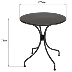 Table de jardin ronde 2 personnes 70x70cm VIANNEY