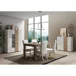 Table de repas 140cm extensible FIRENZE décor chene noyer