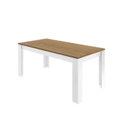 Table de repas en panneaux de particules blanc et beige