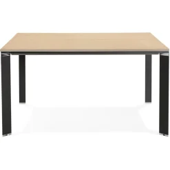Table de réunion ou bureau bench 'XLINE SQUARE' en bois finition naturelle et métal noir