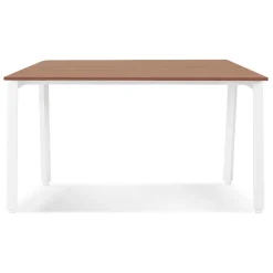 Table de réunion ou bureau bench en bois finition Noyer et métal blanc