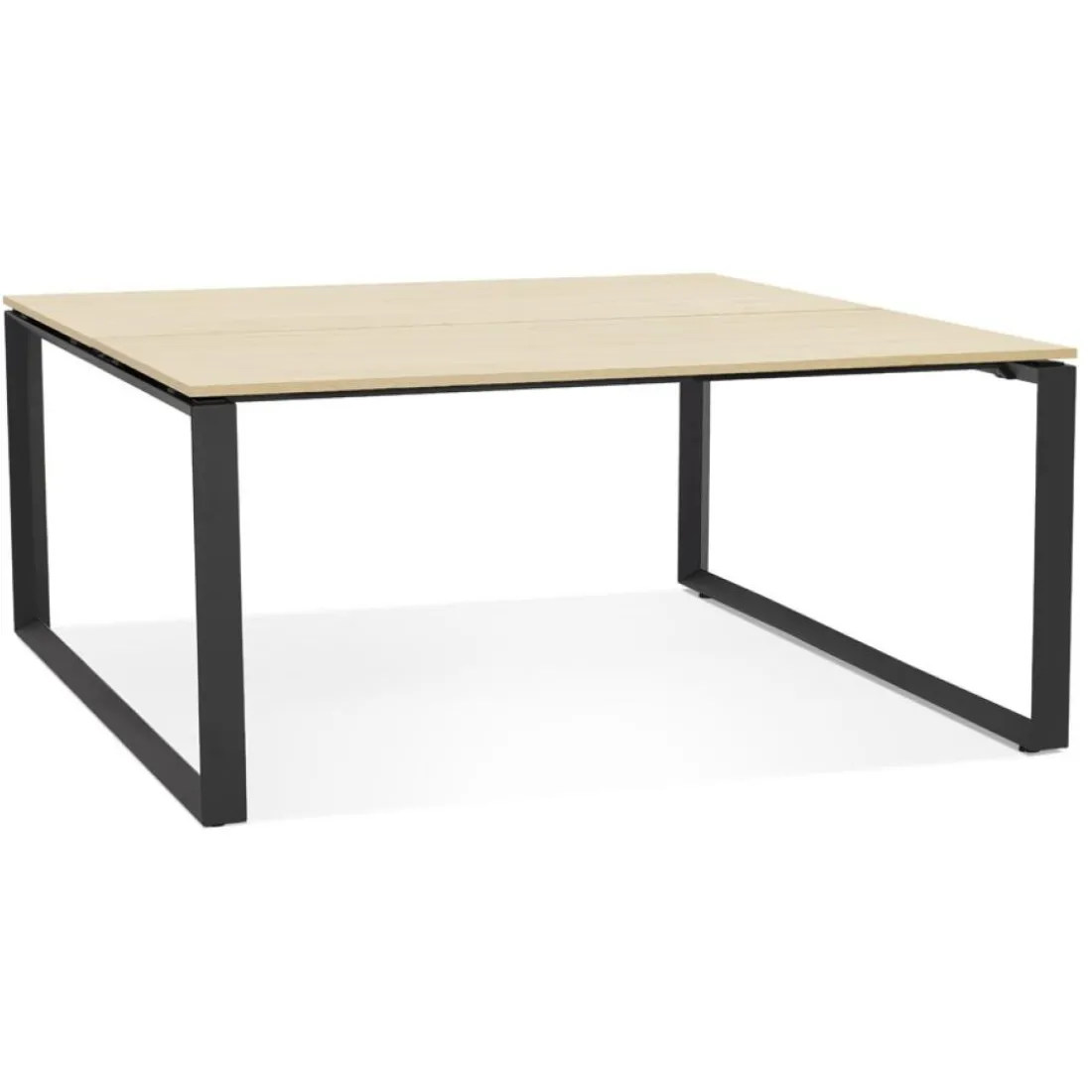 Table de réunion ou bureau bench 'BAKUS SQUARE' en bois finition naturelle et métal noir