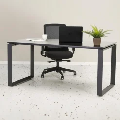 Table de réunion ou bureau bench 'BAKUS SQUARE' en bois finition naturelle et métal noir