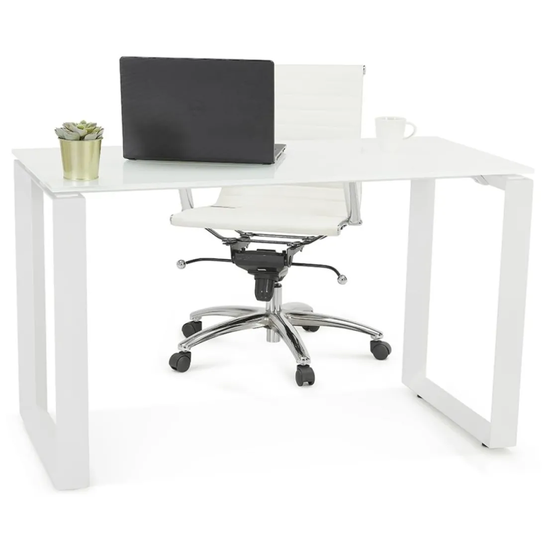 Table de réunion ou bureau bench 'BAKUS SQUARE' en bois finition naturelle et métal noir