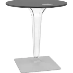 Table de terrasse ronde 'LIMPID' noire intérieur et extérieur