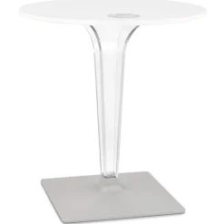 Table de terrasse ronde 'LIMPID' blanche intérieur et extérieur