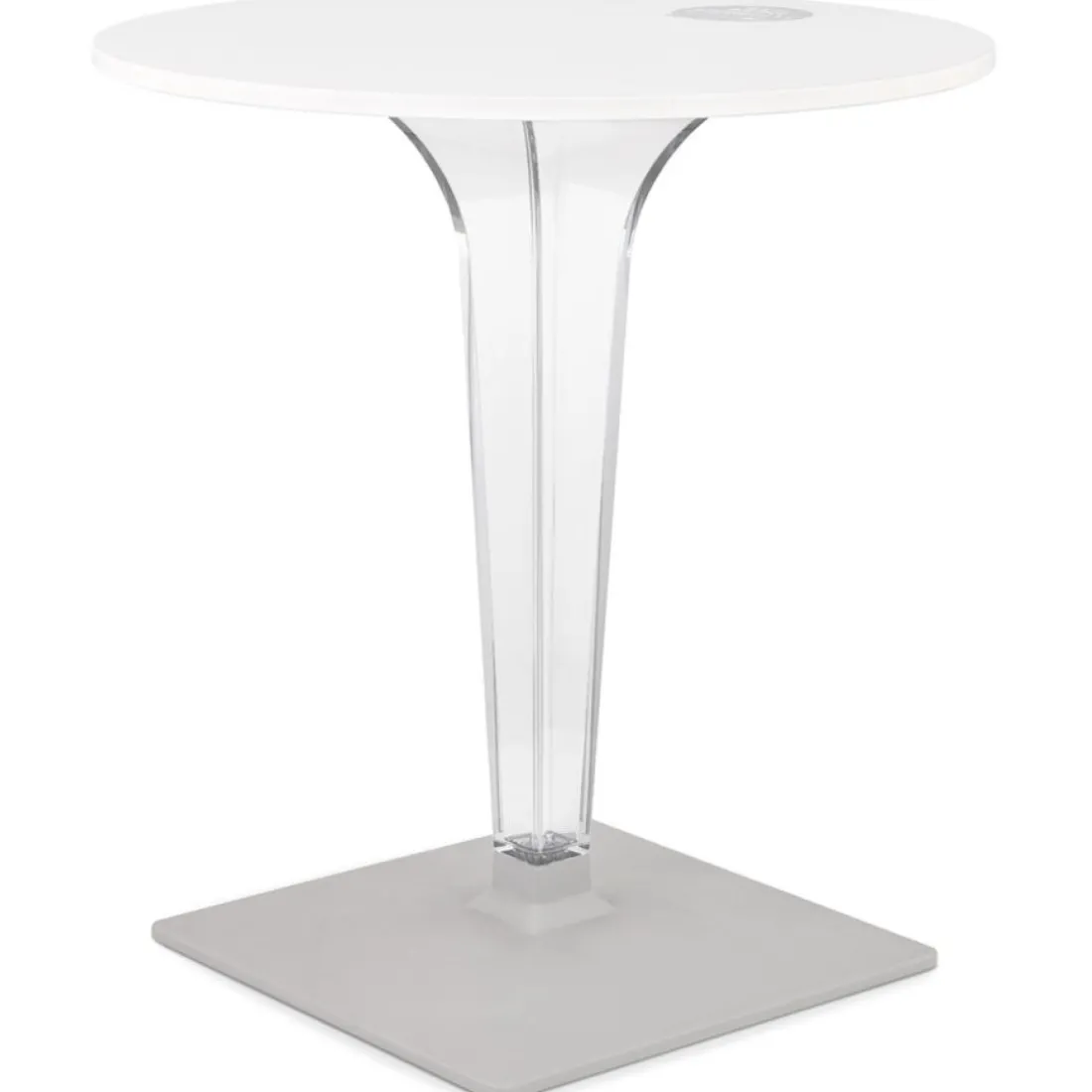 Table de terrasse ronde 'LIMPID' blanche intérieur et extérieur