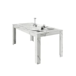 Table extensible 180x90cm CARRARA décor marbre blanc